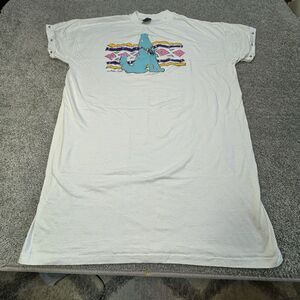 Vintage Arlene‎ Frances T Shirt Dress White Coyote Graphic USA Made